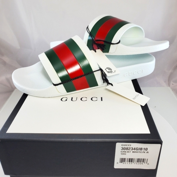 NWT$400 GUCCI Signature Pursuit 72 Stripe Slip-on Slide Sandals Sz 10G (10.5) - Picture 16 of 16
